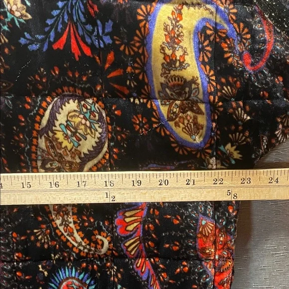 Johnny Was Black and Red Paisley velvet Dolman Quilted jacket . L, XL.